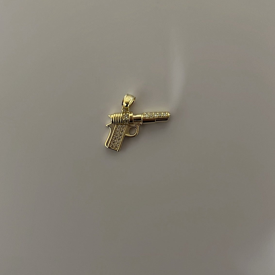 14K solid gold CZ gun charm