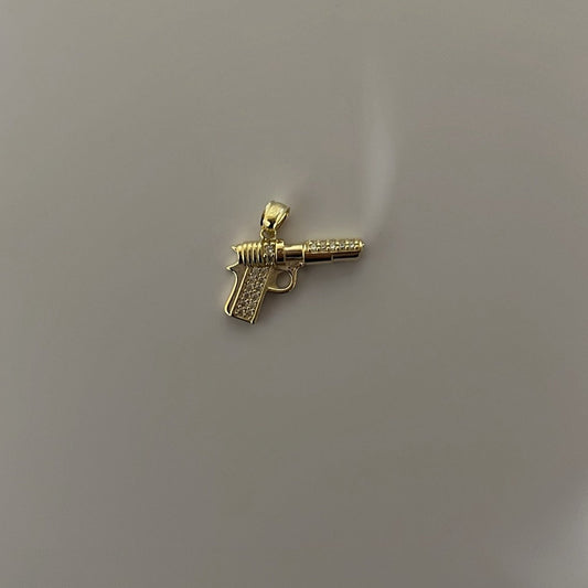 14K solid gold CZ gun charm