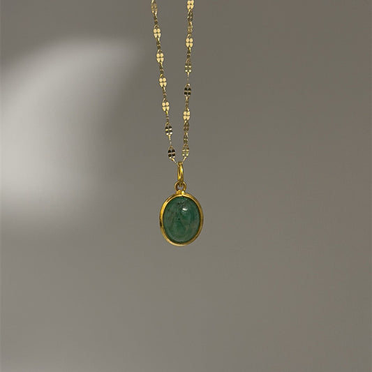 18k cabochon oval emerald pendant