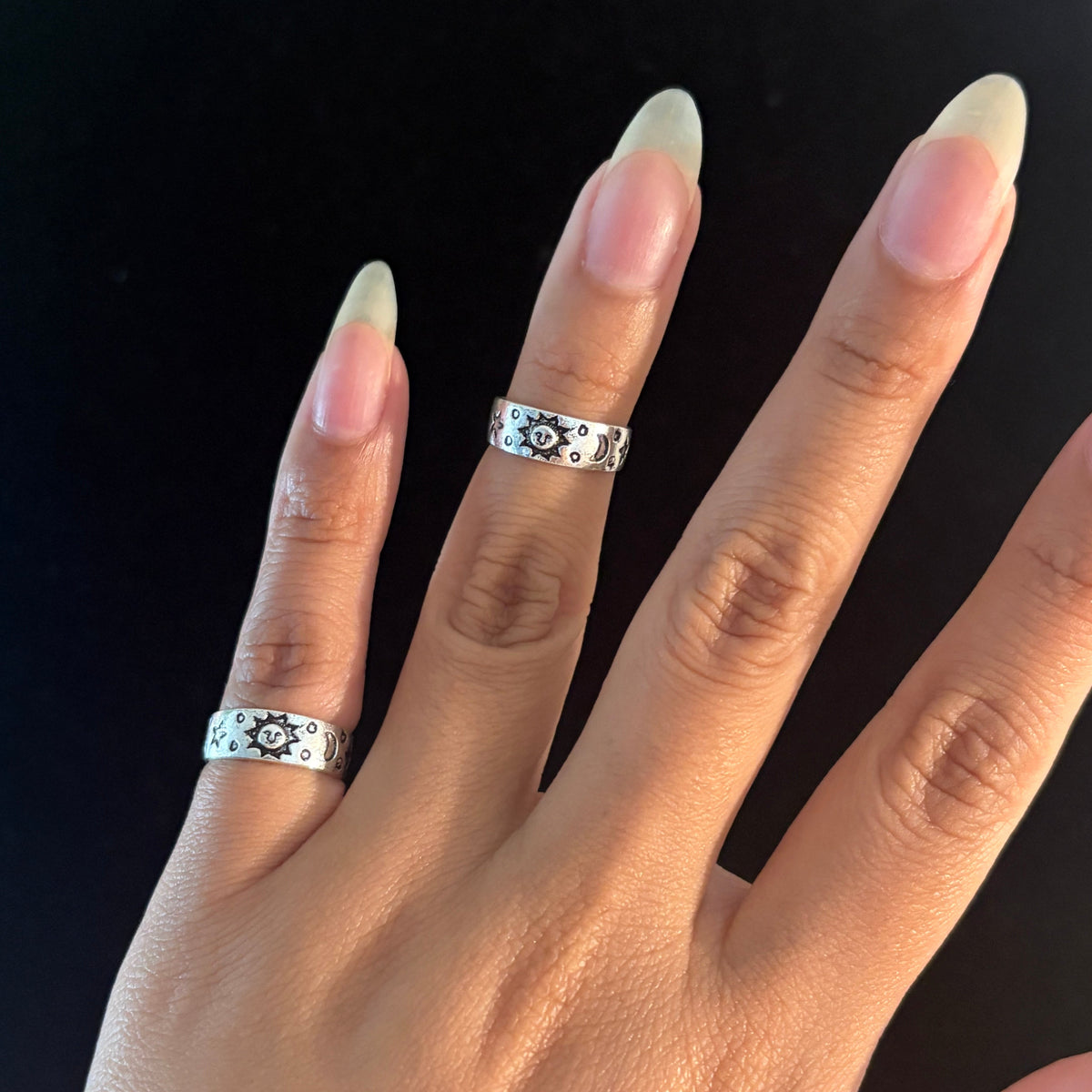 925 Silver Celestial Sun Moon & Star Ring