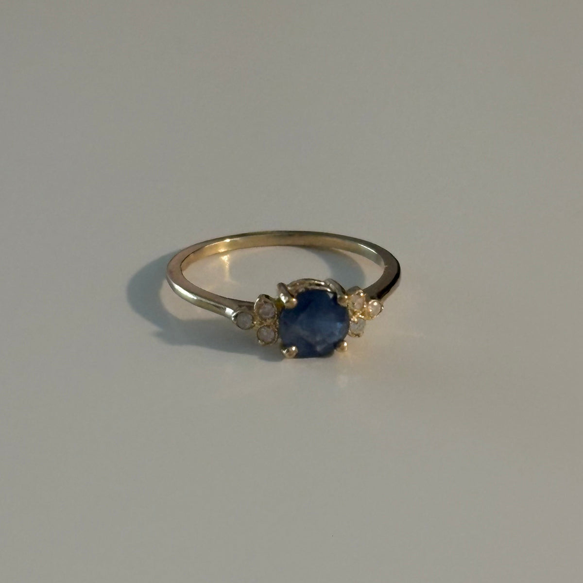 10K Yellow Gold Natural Sapphire & Diamond Ring – Size 6.75