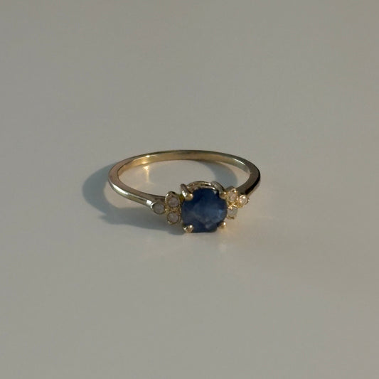 10K Yellow Gold Natural Sapphire & Diamond Ring – Size 6.75