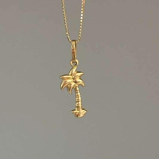 14K Yellow Gold Puffy Palm Tree Charm
