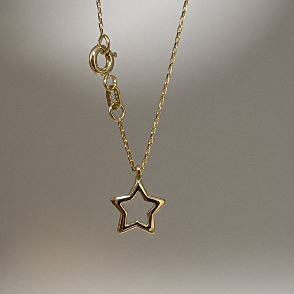 14k solid gold star necklace