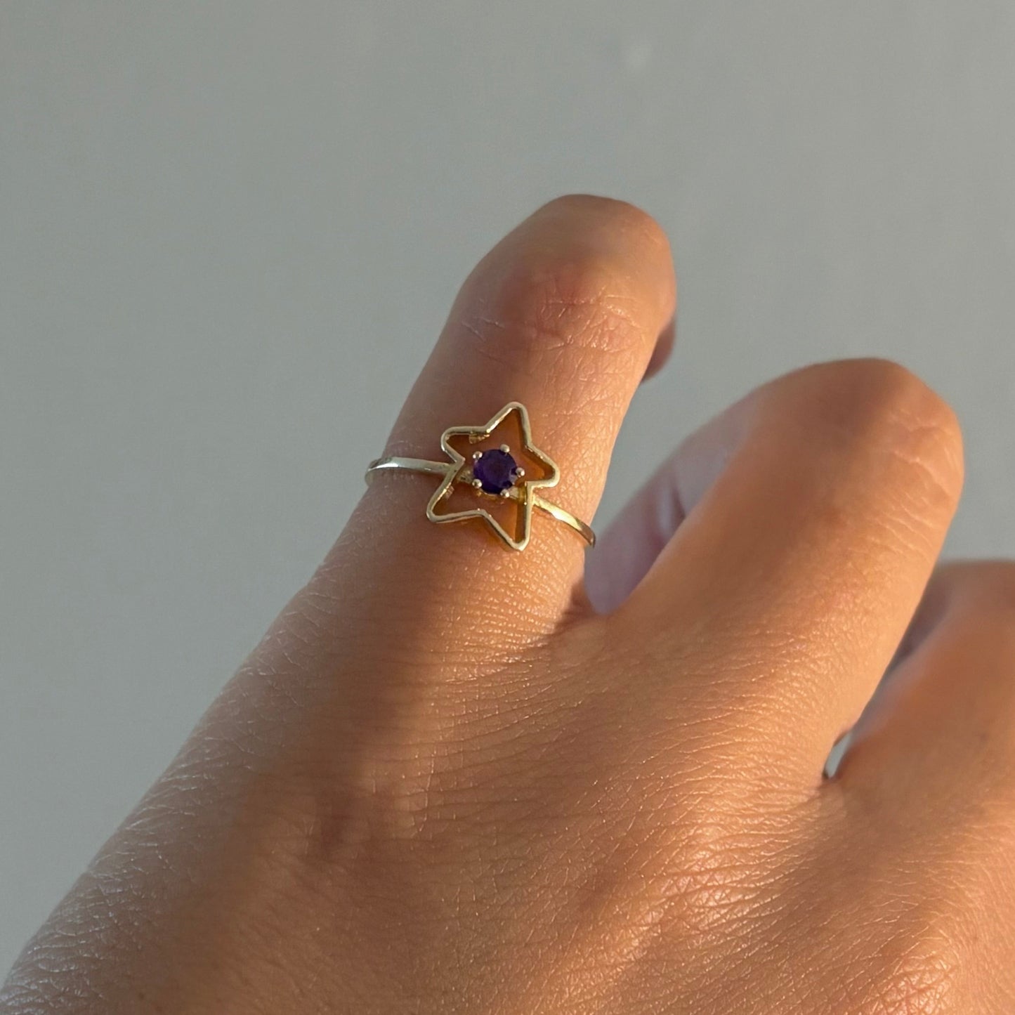 10K Gold Star Gemstone Ring