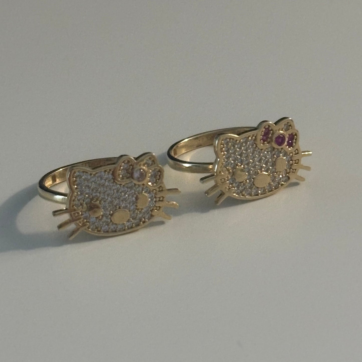 Hello Kitty Inspired CZ Ring – 10K Yellow Gold