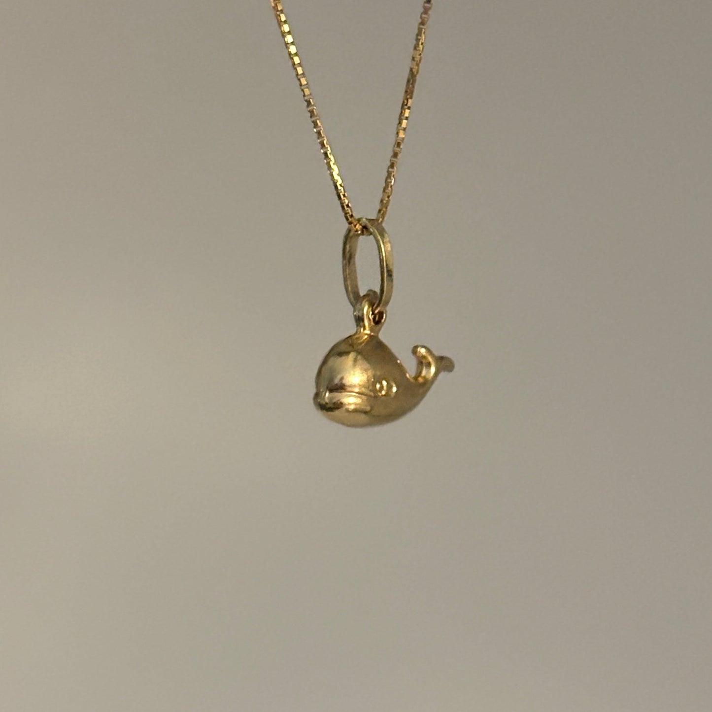 14K Italian Puffy Whale Charm | Solid Yellow Gold 3D Whale Pendant