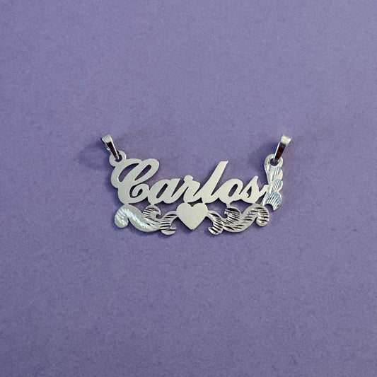 925 Sterling Silver Custom Nameplate Pendant – Personalized Name Design