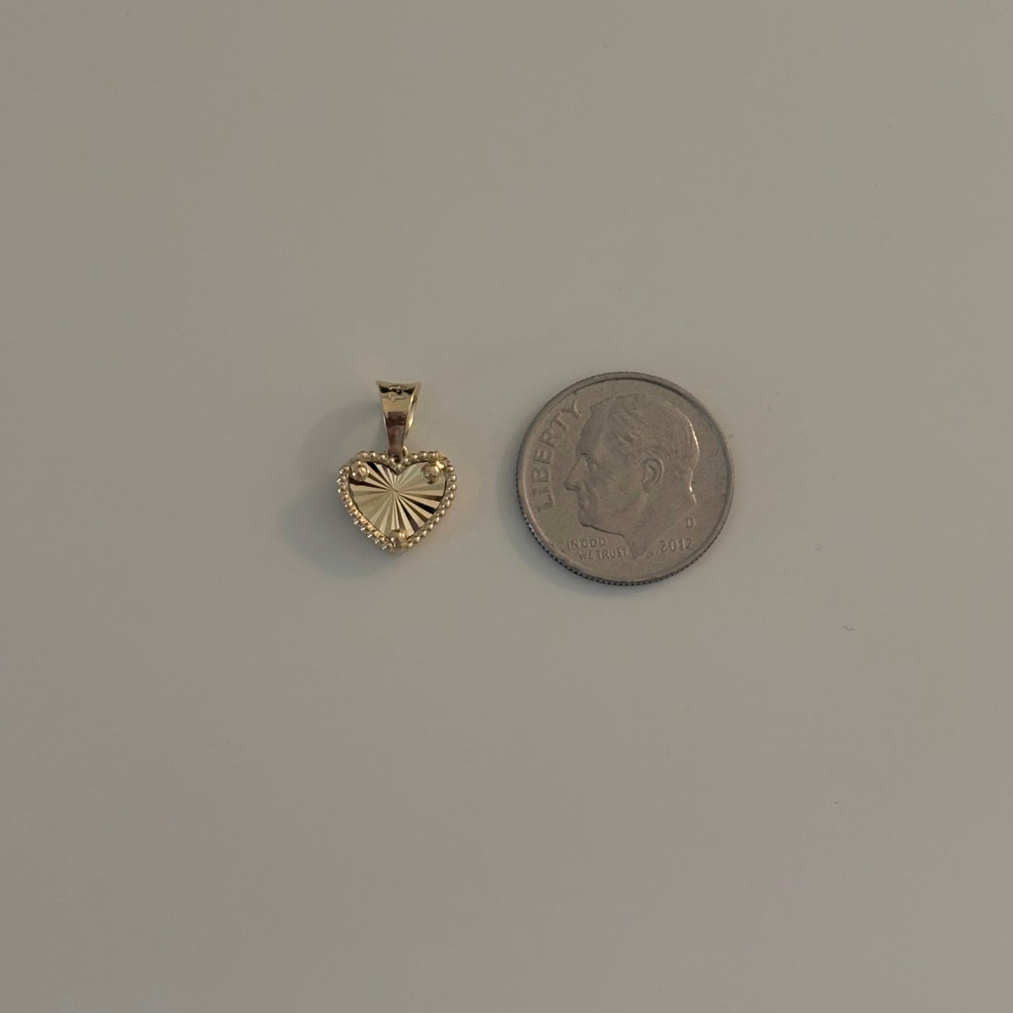 14K Yellow Gold Engine-Turned Heart Charm