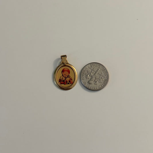 Vintage Italian Boy and Dog Pendant in 14K Gold