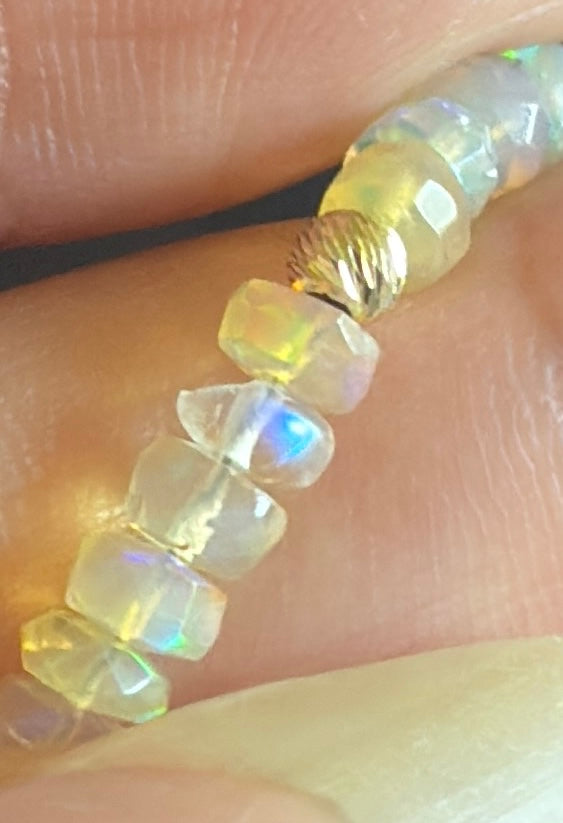 Pink Opal & Yellow Opal 14K Gold Beaded Bracelets