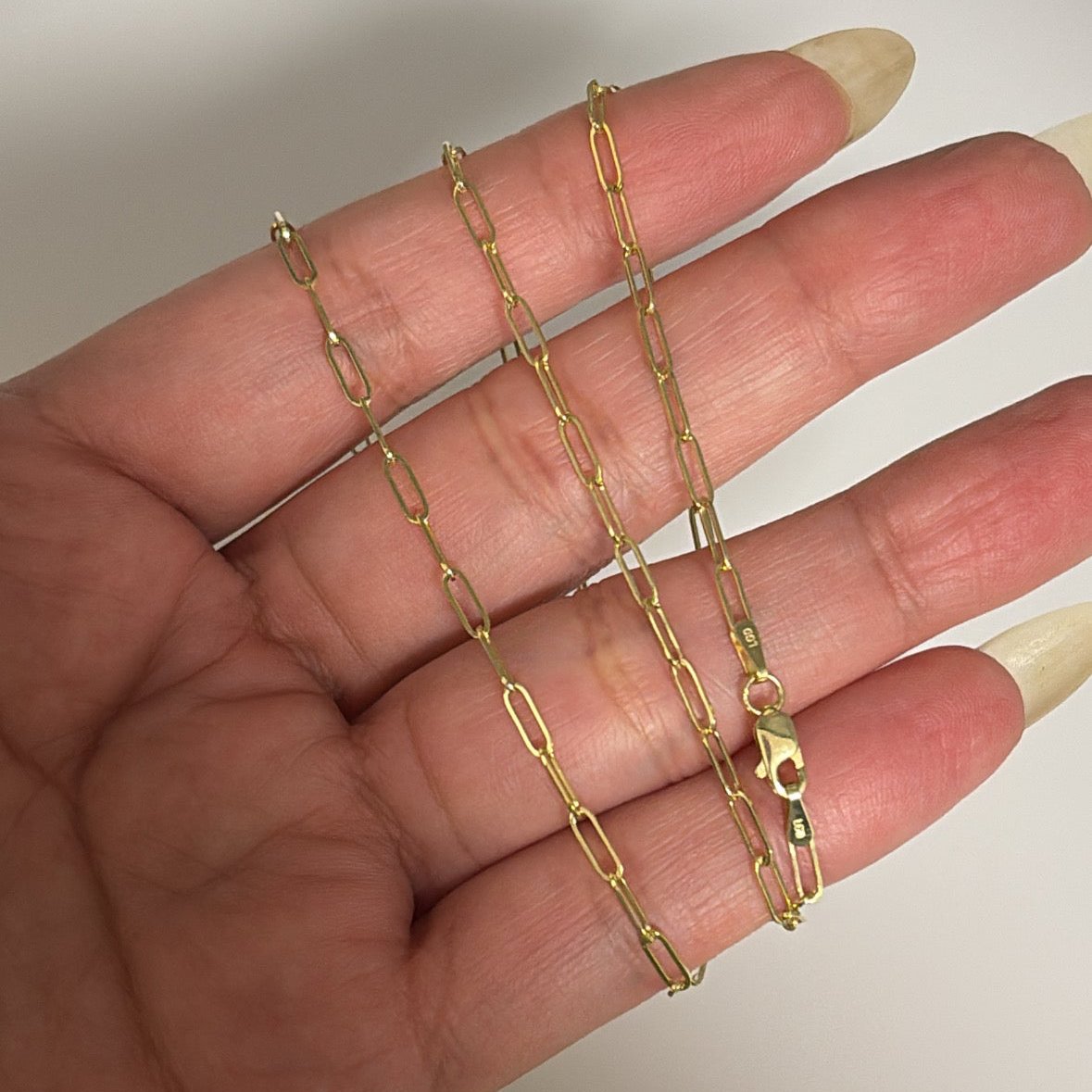 14k solid paperclip chain