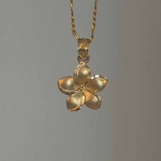 14K Gold Plumeria Flower Charm