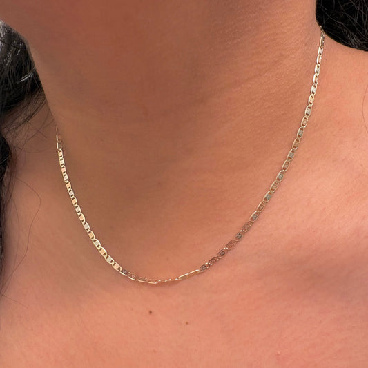 Italian 14K Tri-Tone Gold Heart Stamp Link Chain Necklace