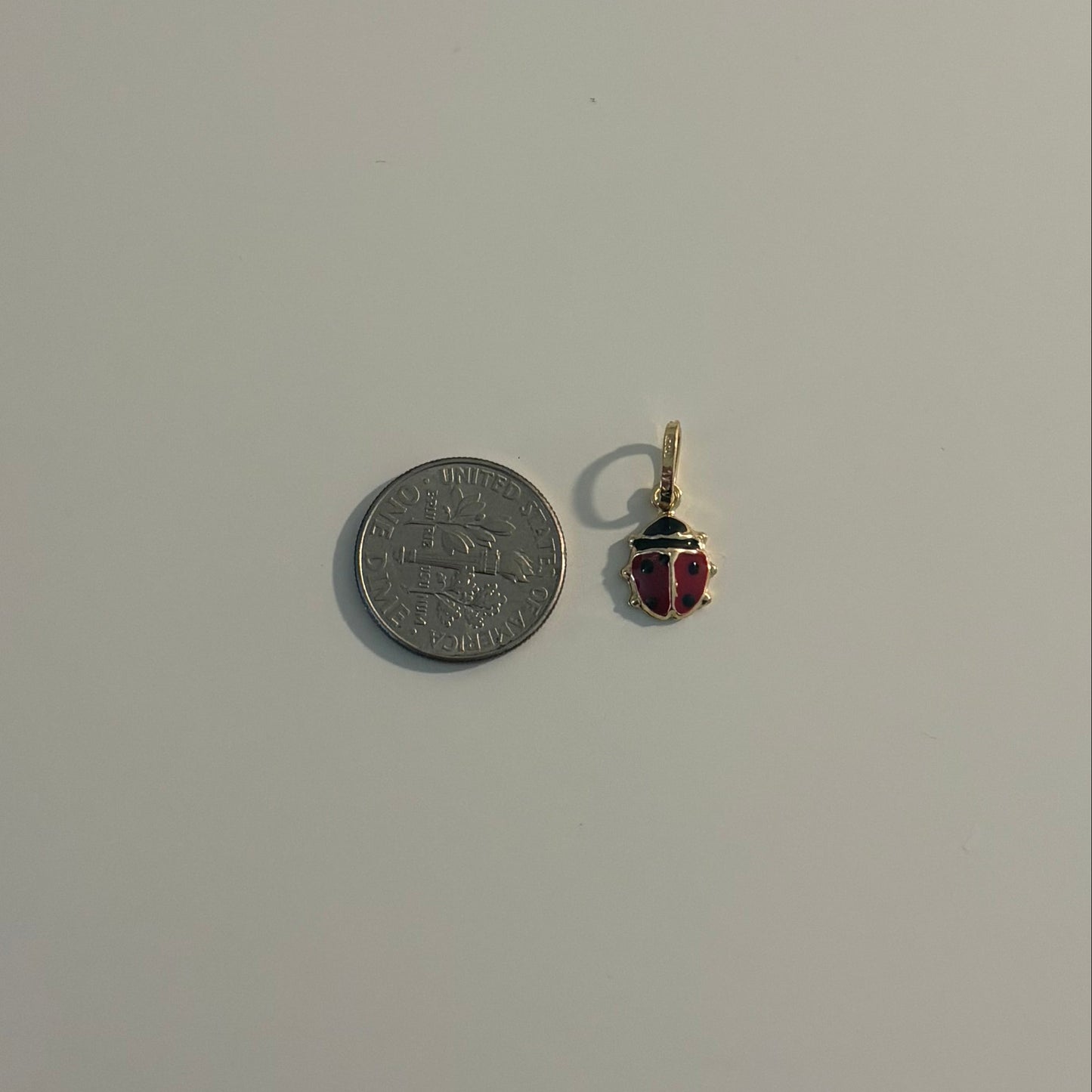 14K Yellow Gold Red & Black Enamel Ladybug Charm – Made in Italy