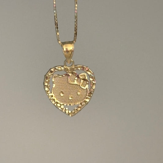 10k Gold hello kitty-inspired heart charm