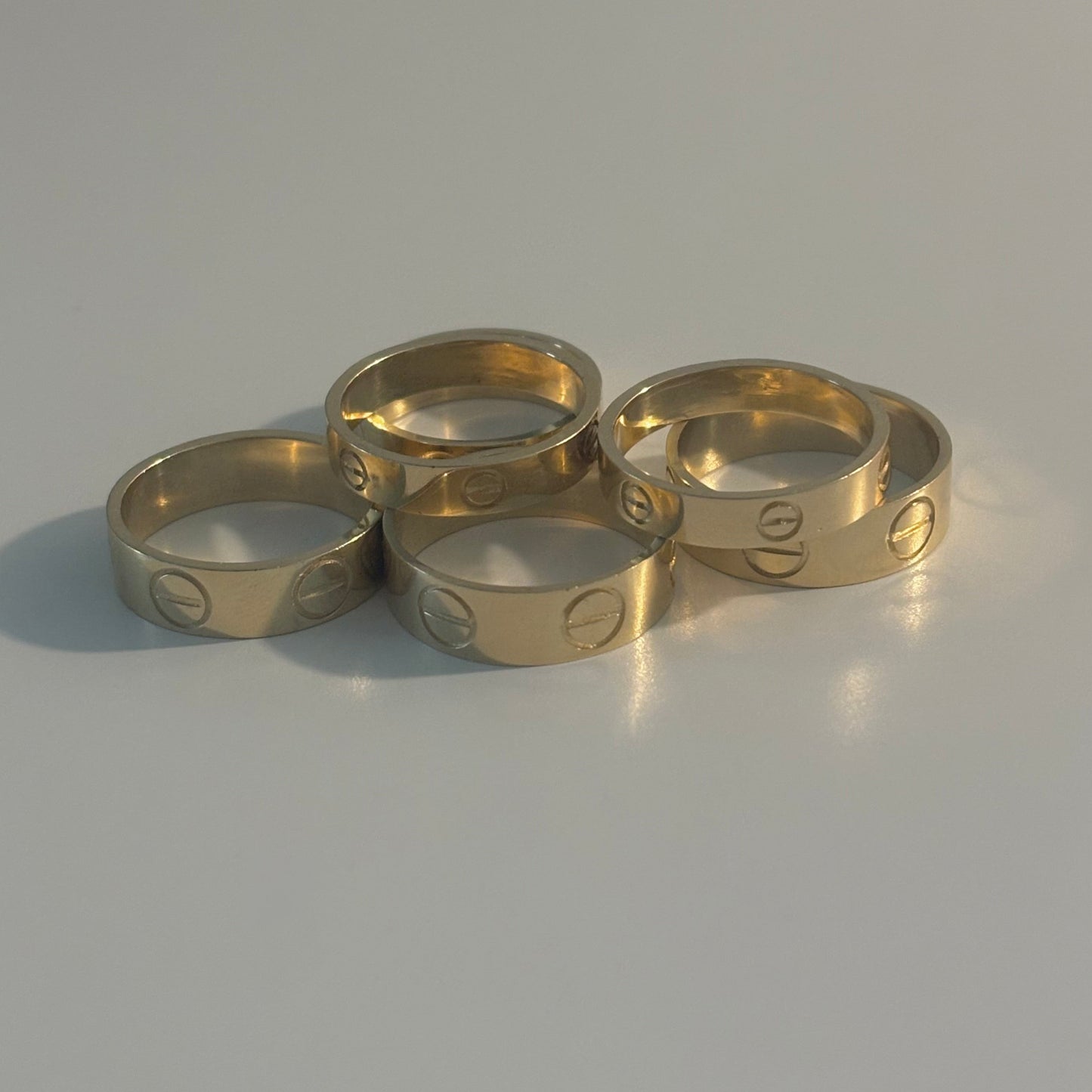 14K Yellow Gold Screw Motif Band Ring