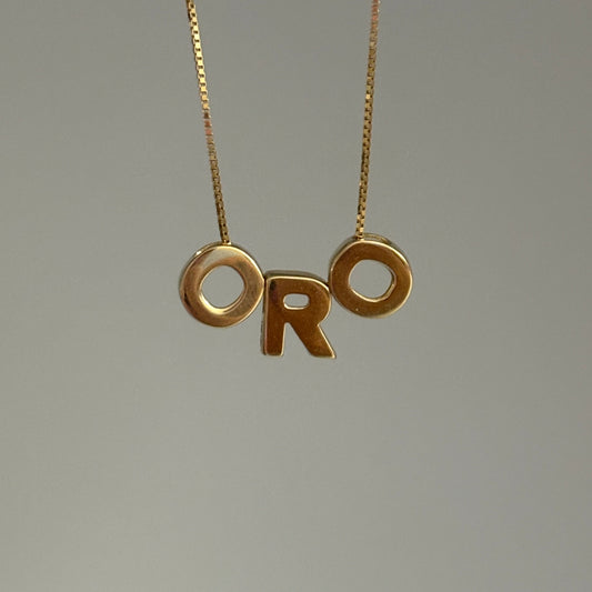 14K Yellow Gold Block Initial Slider Pendant