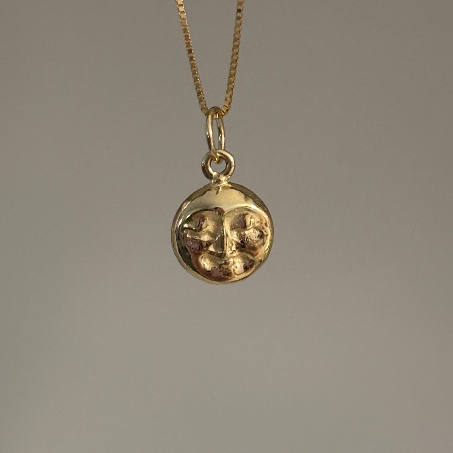14K Yellow Gold Moon Face Charm