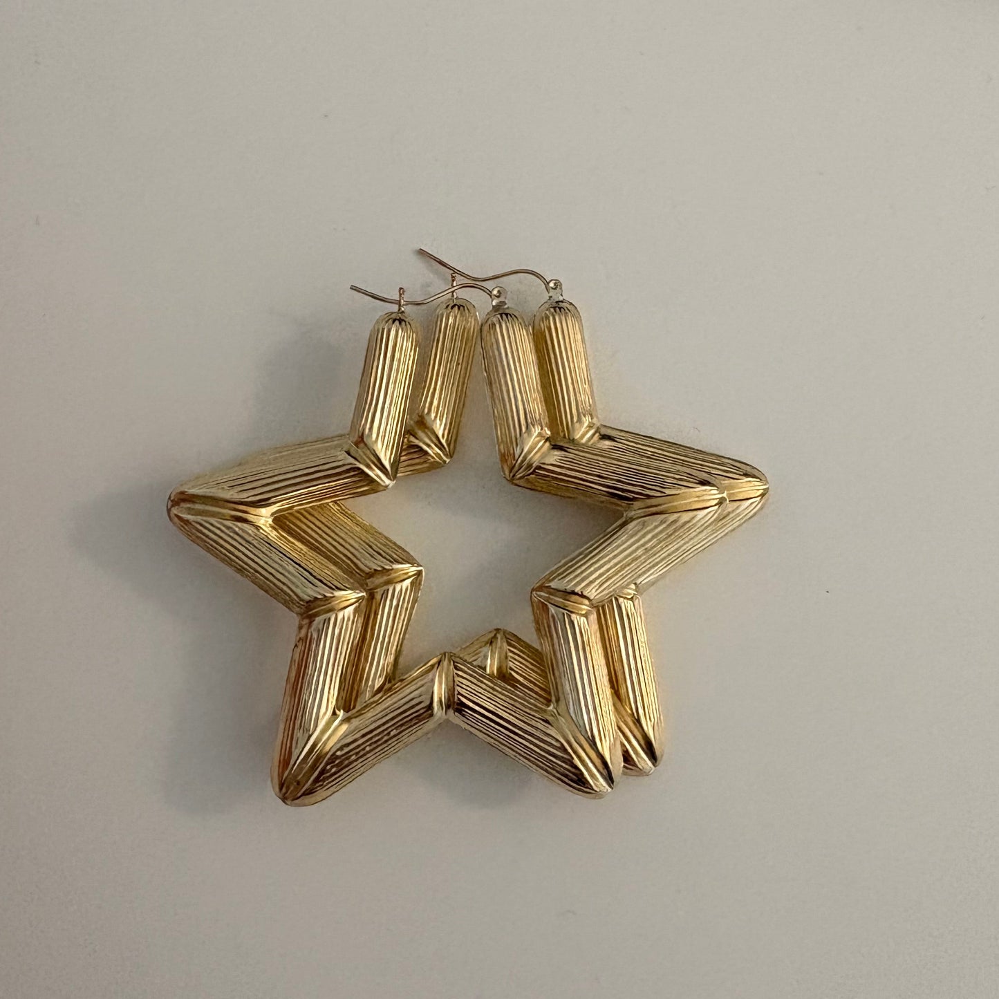 10K Yellow Gold Bamboo Star Earrings