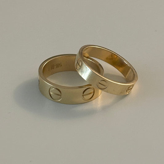 14K Yellow Gold Screw Motif Band Ring