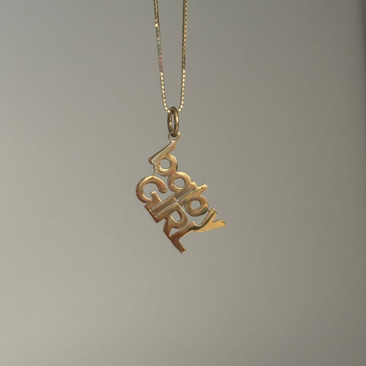 14K Yellow Gold “Baby Girl” Charm – Custom Word Pendant