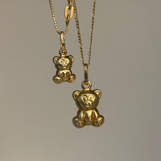 14K Solid Gold Puffy Teddy Bear Charm