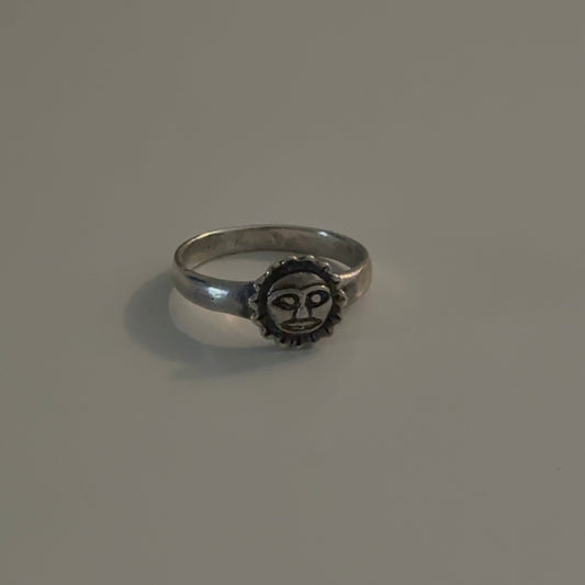 Sterling Silver 925 Sun Face Ring