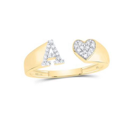 Diamond Initial Heart Ring – 14K & 10K Gold | Natural Diamonds