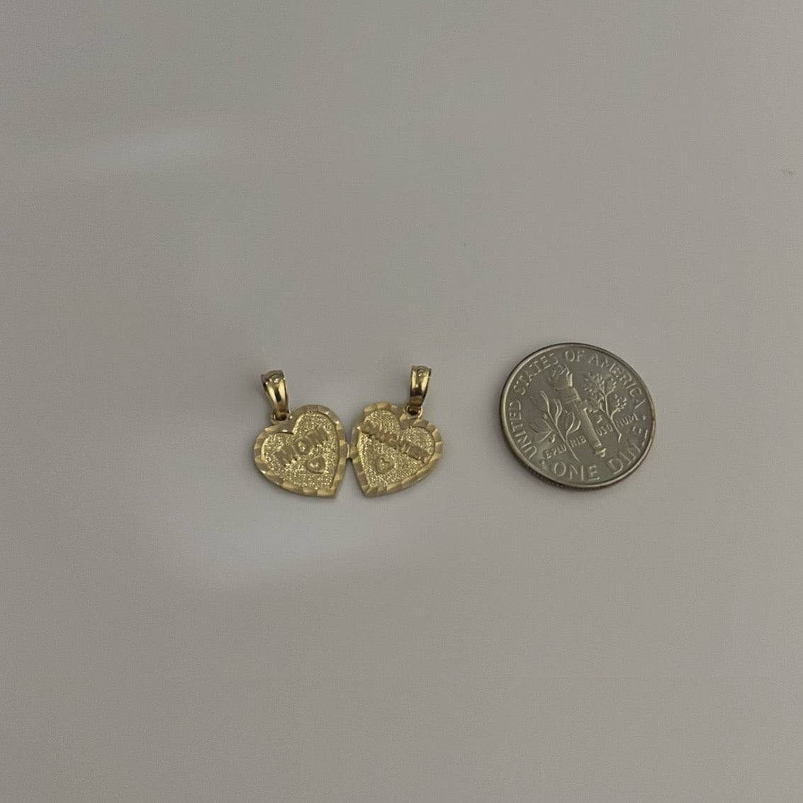 14k solid gold Mom and Daughter break-apart charm