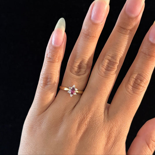 14K Yellow Gold Marquise Tourmaline & Diamond Ring