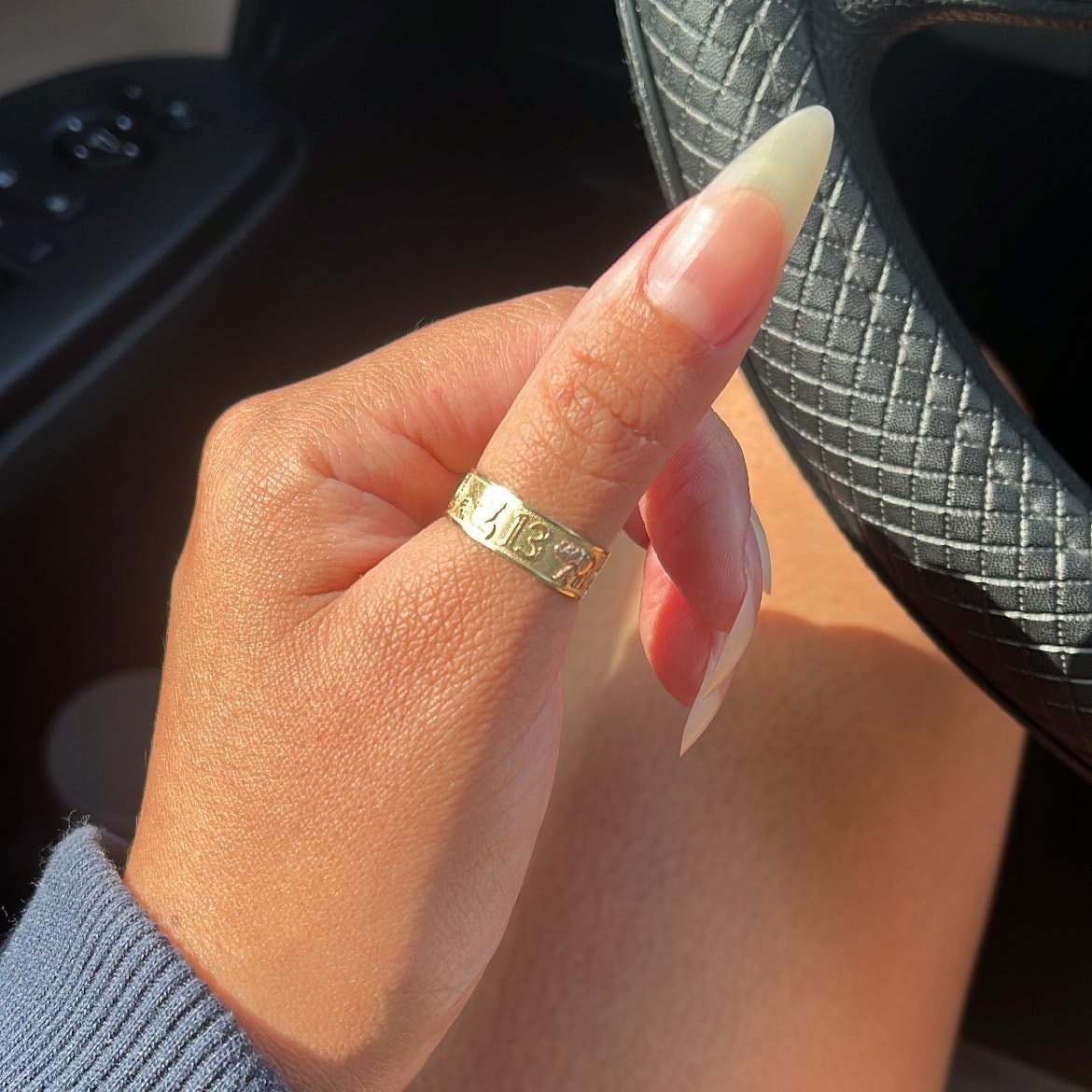 14k solid gold lucky band ring