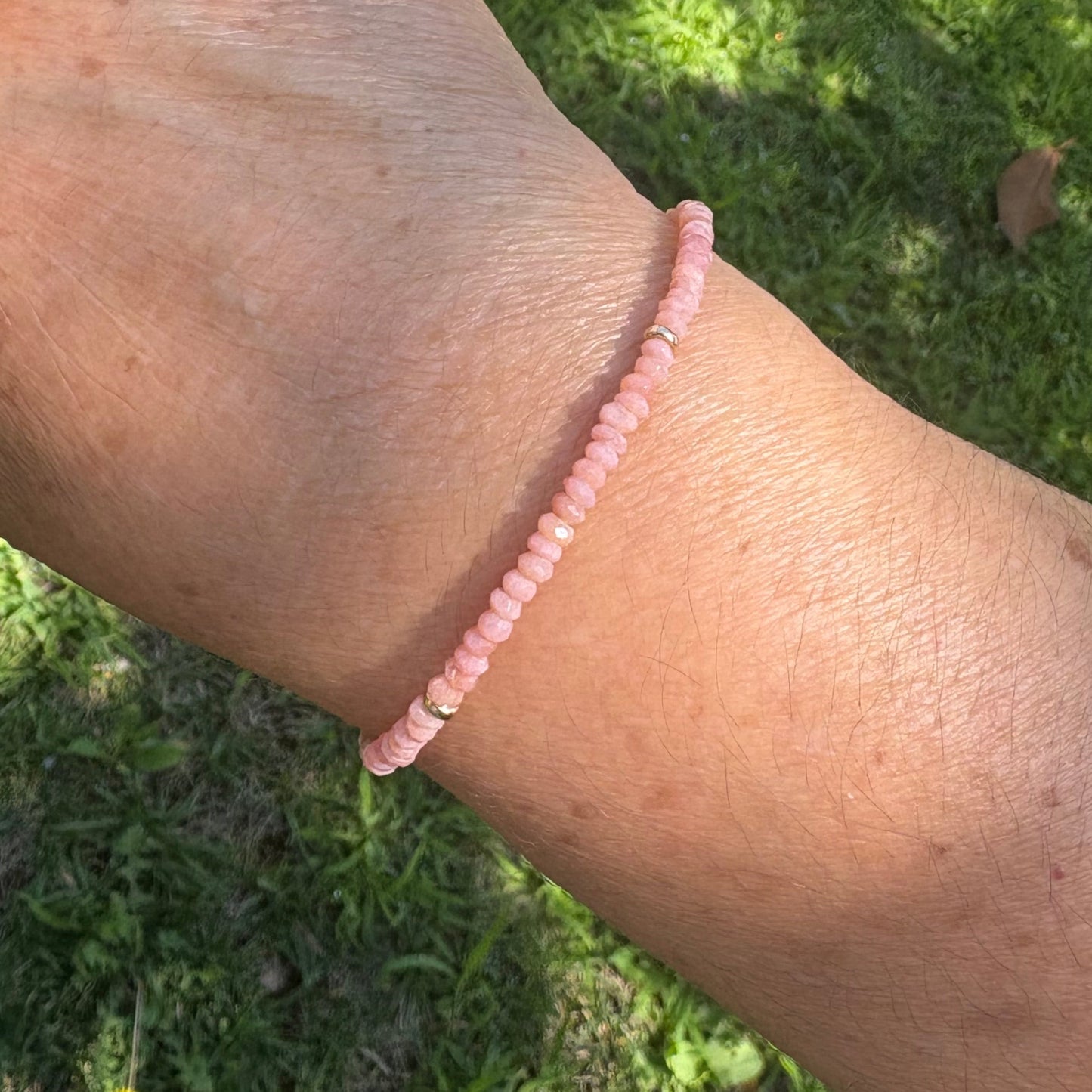 Pink Opal & Yellow Opal 14K Gold Beaded Bracelets