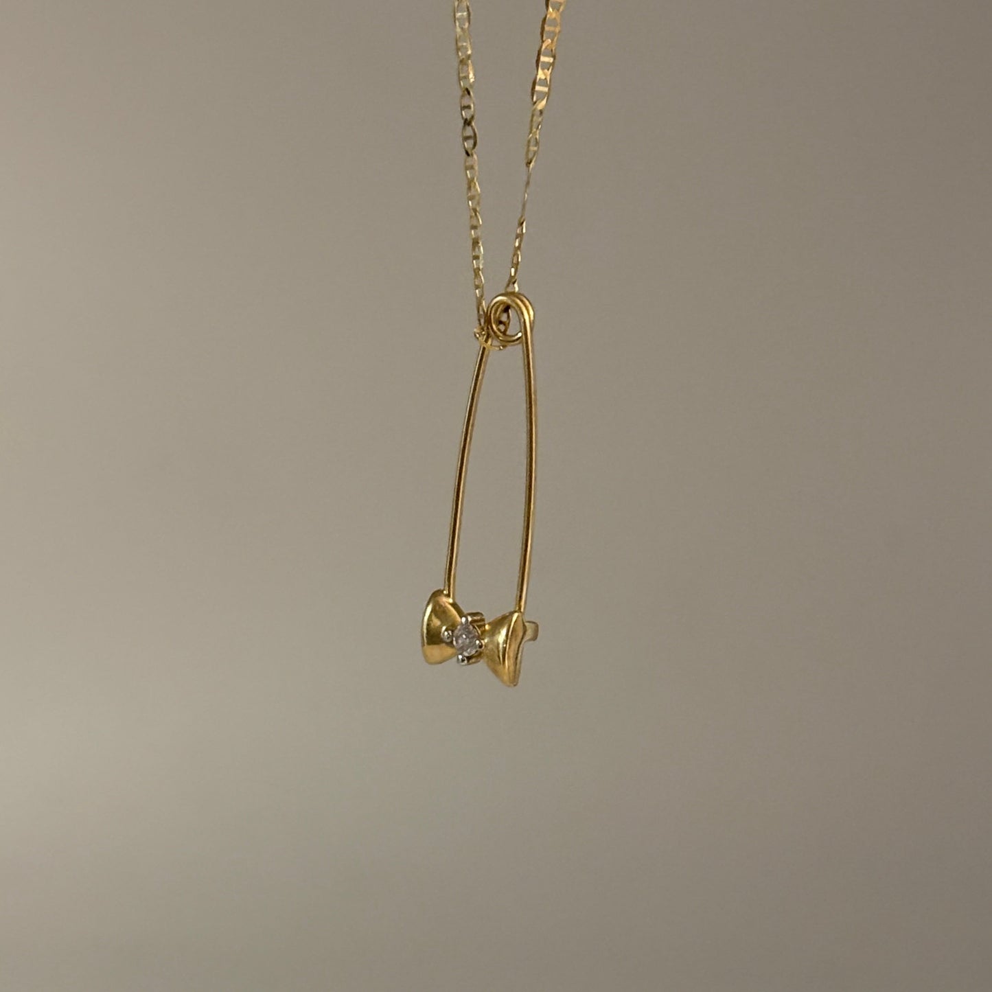 14K Bow Gold Safety Pin- Charm Holder, Connector, or Earring