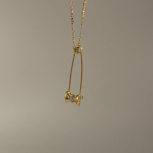 14K Bow Gold Safety Pin- Charm Holder, Connector, or Earring