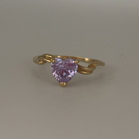 14K Gold Purple Cubic Zirconia Ring