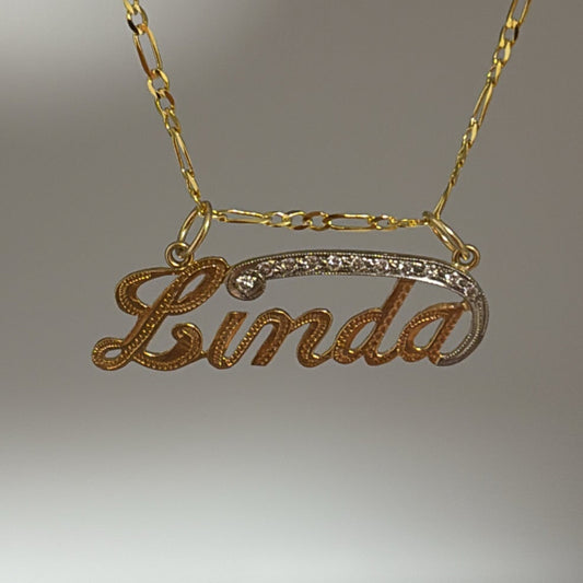 10k vintage linda nameplate