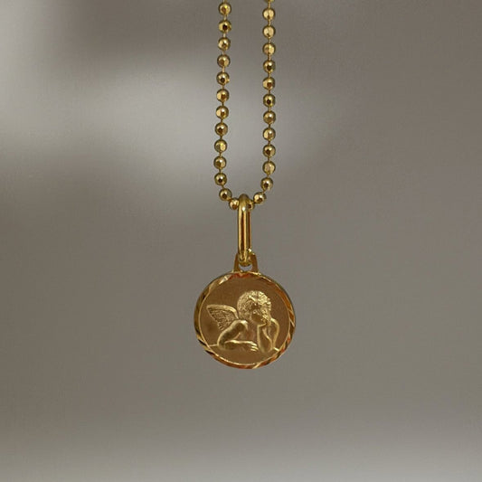 14k cherub charm