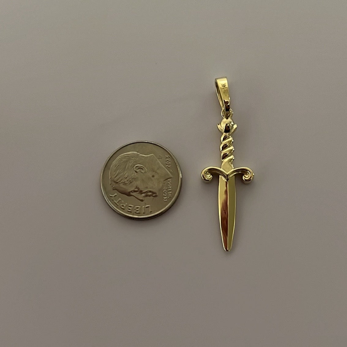 14k dagger knife charm