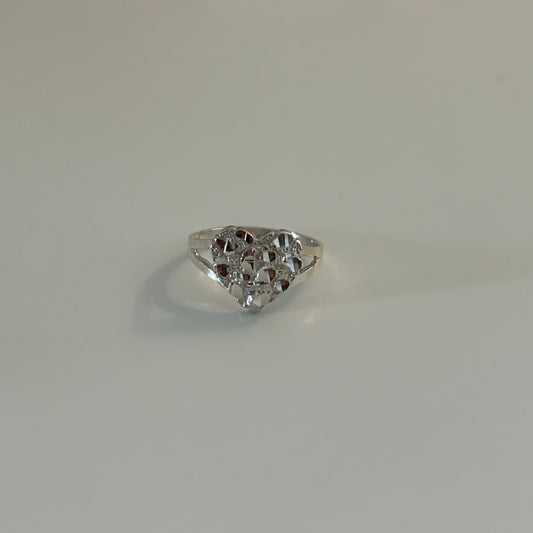 Silver Nugget Heart Ring – Sterling Silver 925