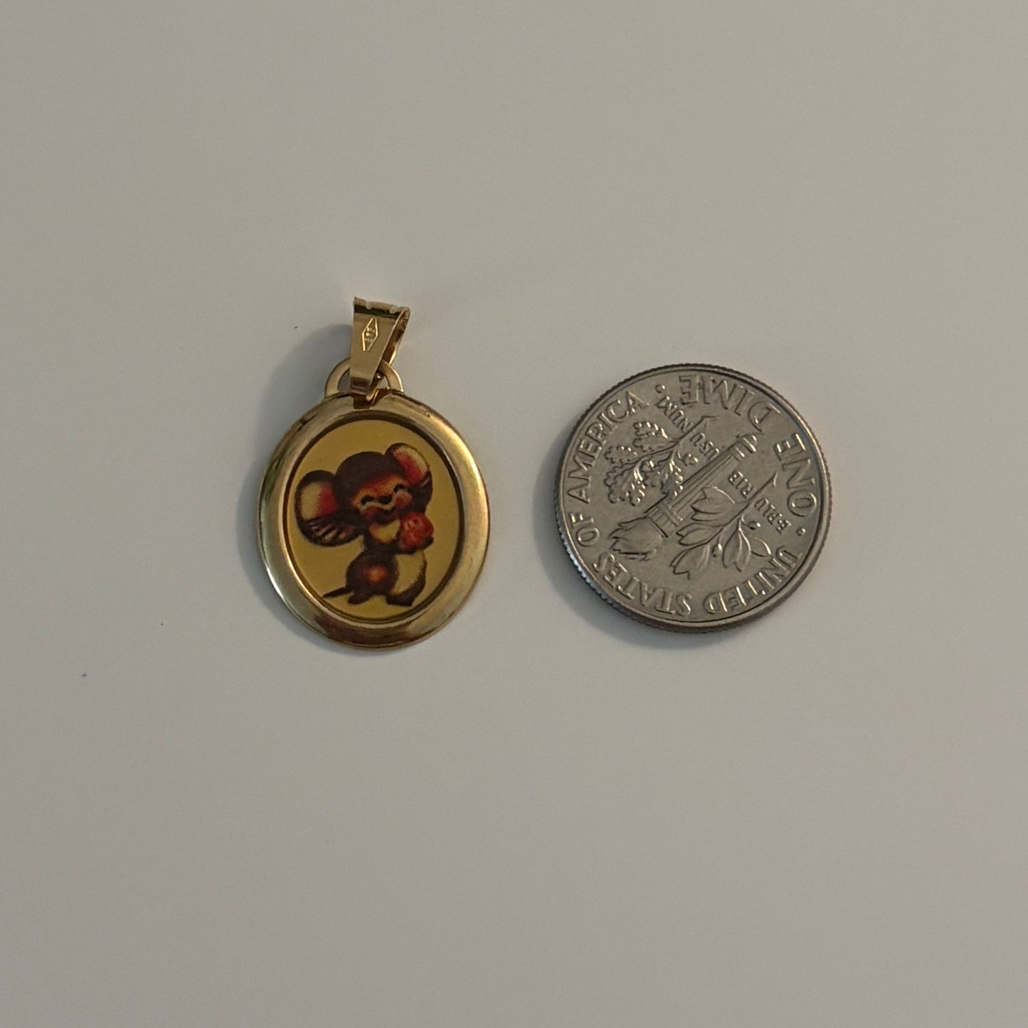 Vintage Italian Mouse Pendant in 14K Gold