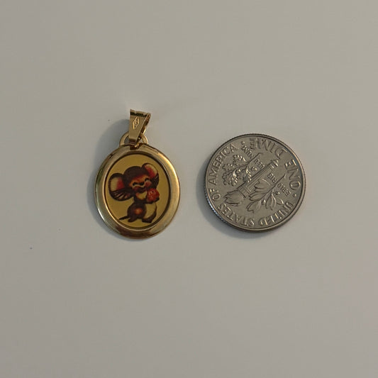 Vintage Italian Mouse Pendant in 14K Gold