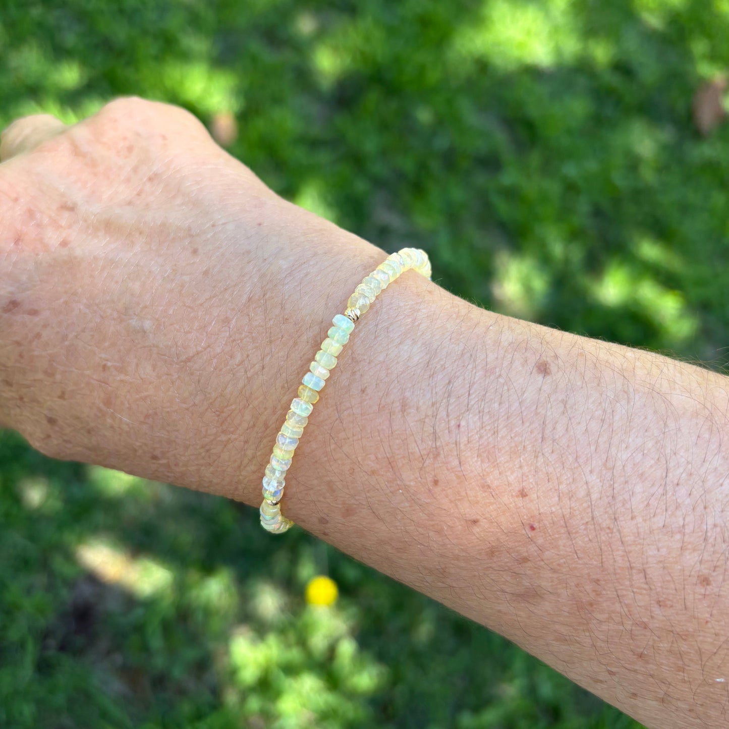 Pink Opal & Yellow Opal 14K Gold Beaded Bracelets