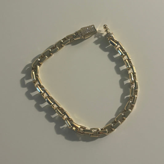 14K Yellow Gold CZ Link Bracelet – 7.25”