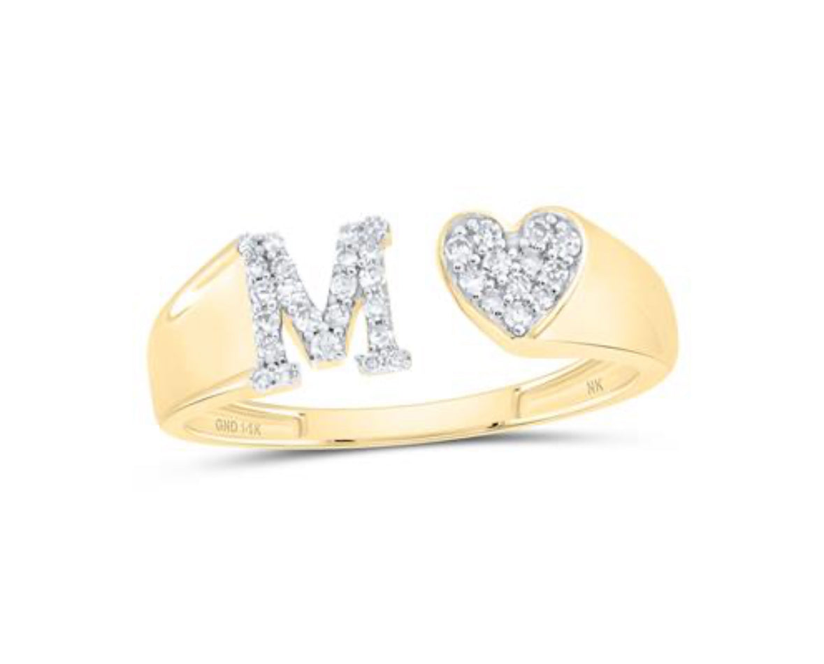 Diamond Initial Heart Ring – 14K & 10K Gold | Natural Diamonds