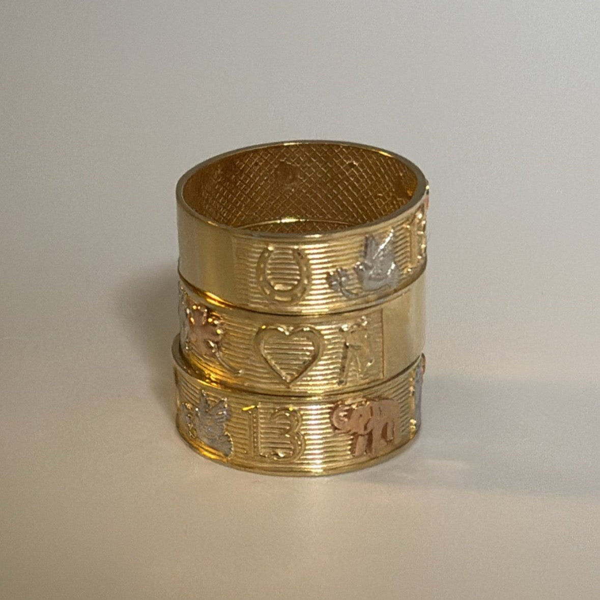 14k solid gold lucky band ring