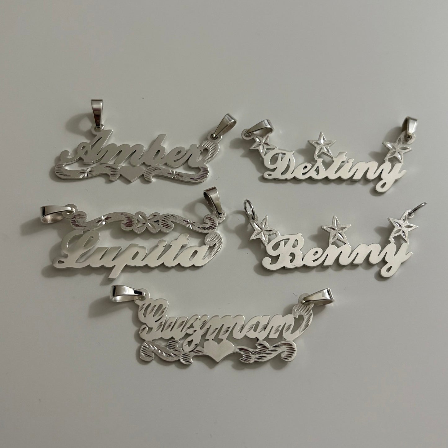 925 Sterling Silver Custom Nameplate Pendant – Personalized Name Design