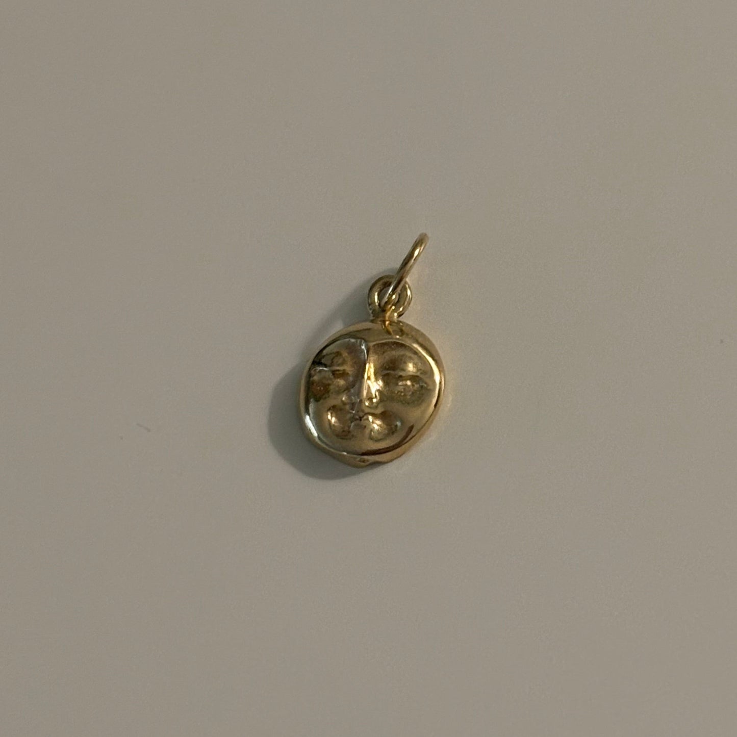 14K Yellow Gold Moon Face Charm
