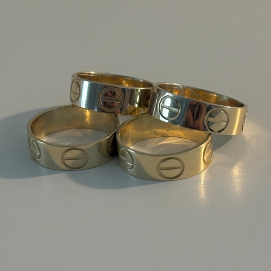 14K Yellow Gold Screw Motif Band Ring