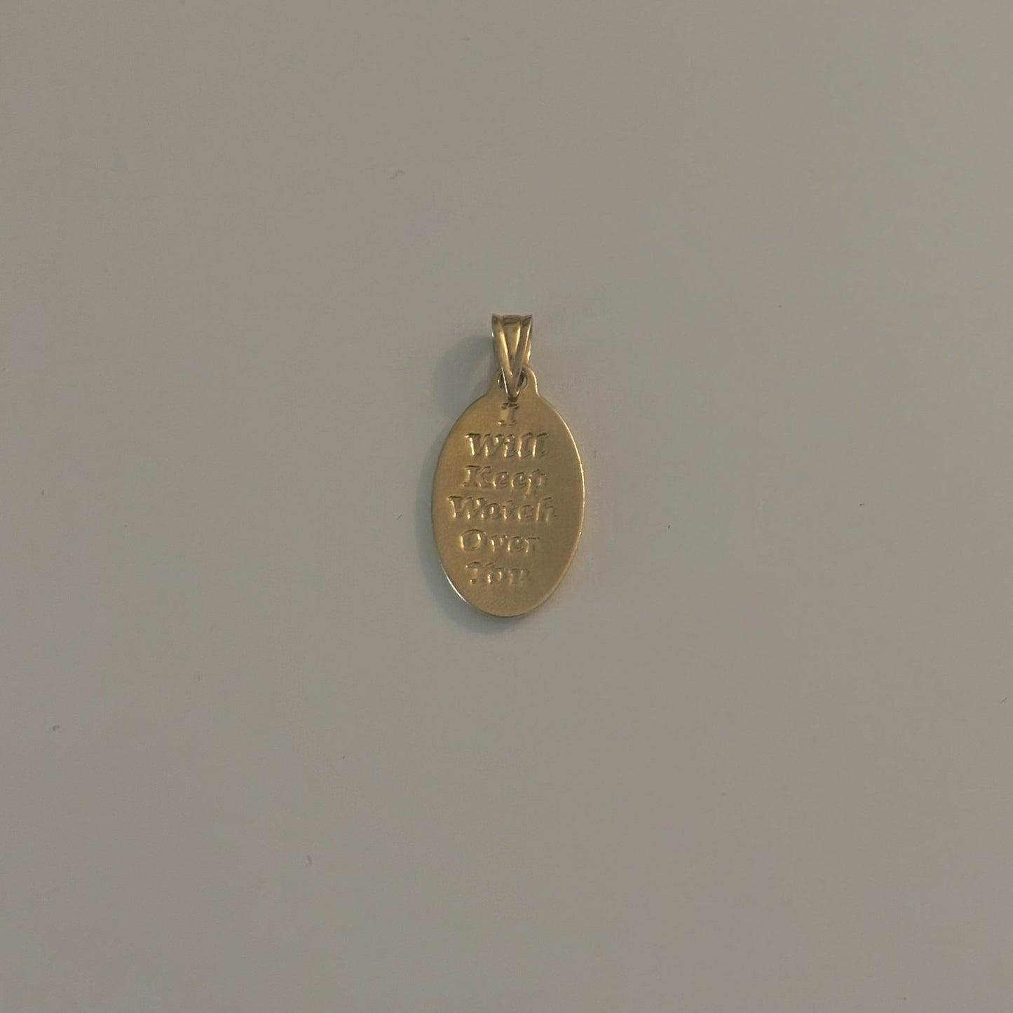 14K Yellow Gold Guardian Angel Oval Medallion Charm